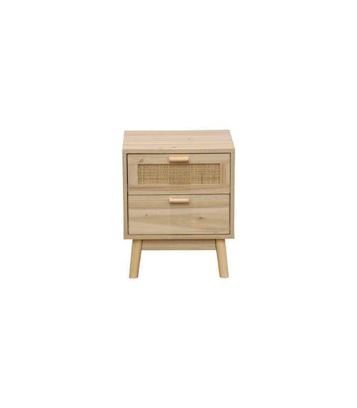 Table basse Tabac en bois massif avec trois tiroirs en finition