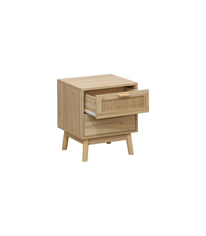 Table basse Tabac en bois massif avec trois tiroirs en finition