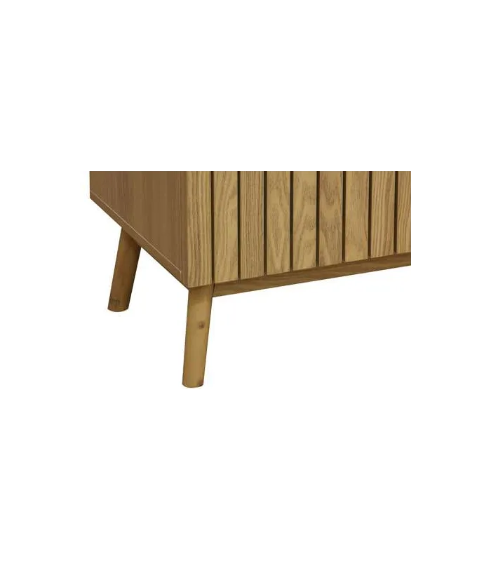 Mueble TV 2 cajones en chapa de fresno, 150x40x50 cm