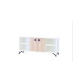 Mueble para televisión 2 puertas modelo River TVL-16 acabado blanco/roble amazonas, 130cm(ancho) 60cm(alto) 40cm(fondo).