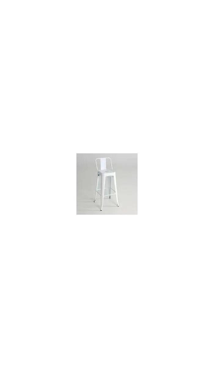 Taburete de metal blanco apilable, 100 cm de altura