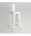 Banco de metal com encosto de acabamento branco, 100 cm (alto)43 cm (largura)43 cm (largo)