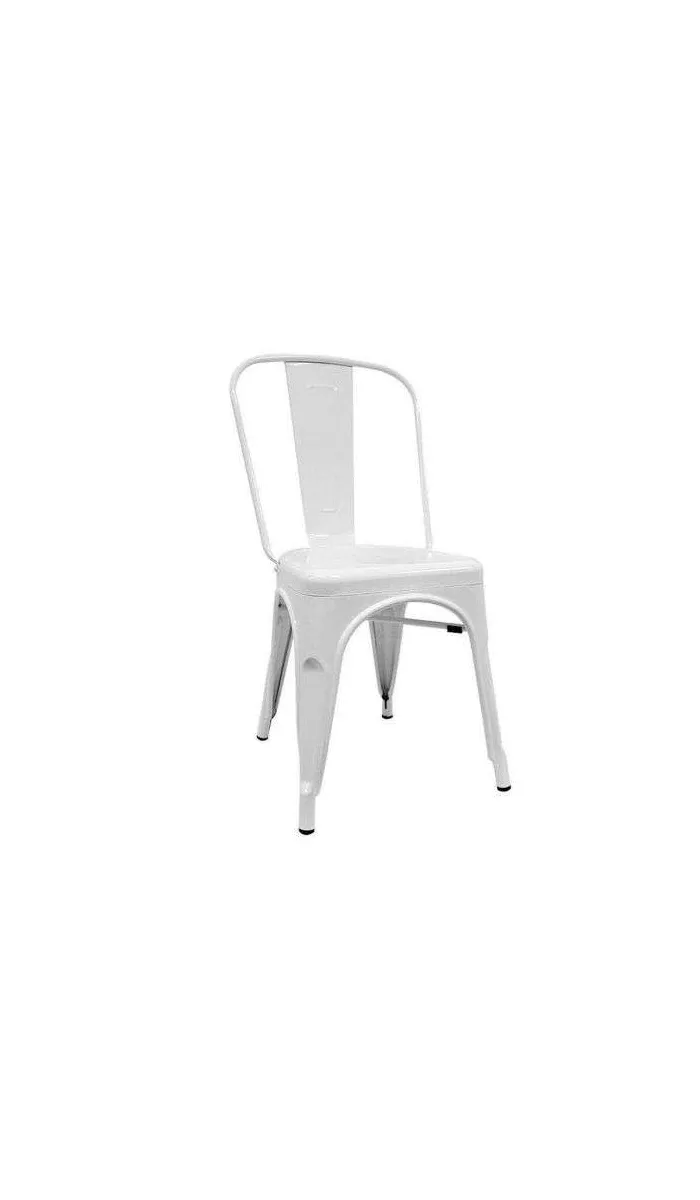 Silla de metal blanca, 86x44x47 cm, estilo industrial