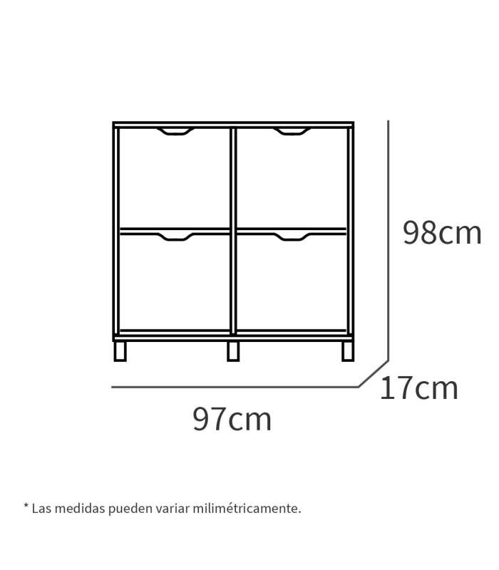 Étagère à chaussures Kay 4 pièges en blanc brillant. 