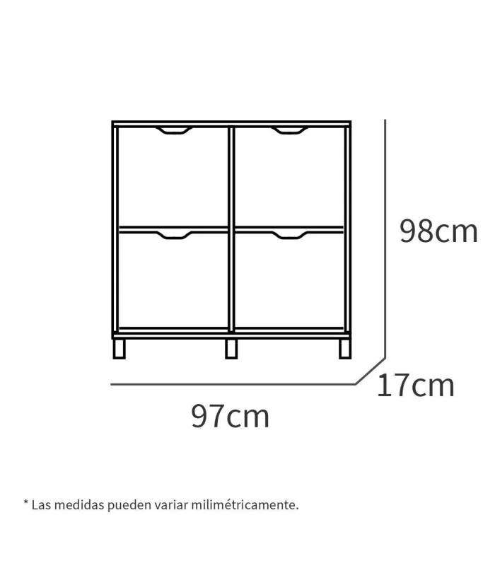 Zapatero 4 trampones blanco brillo, elegante y práctico.