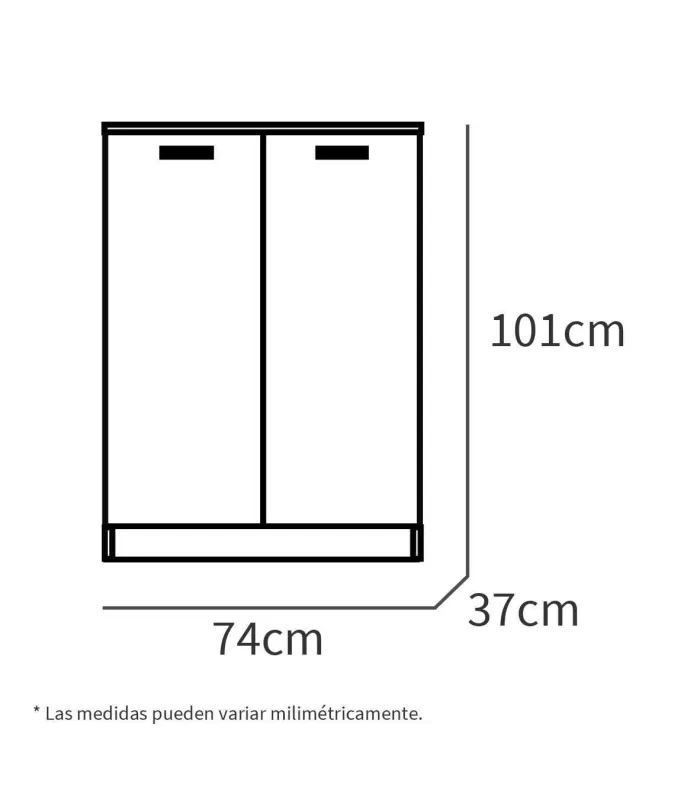 Armario multiusos blanco mate 2 puertas, 5 estantes