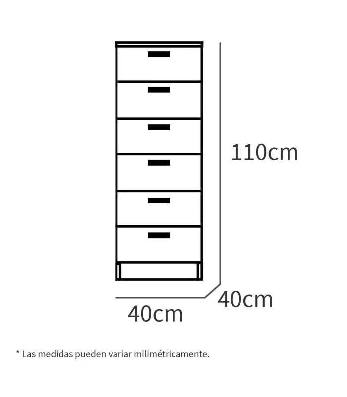 Sinfonier Tibet blanco 6 cajones 110x40x40 cm