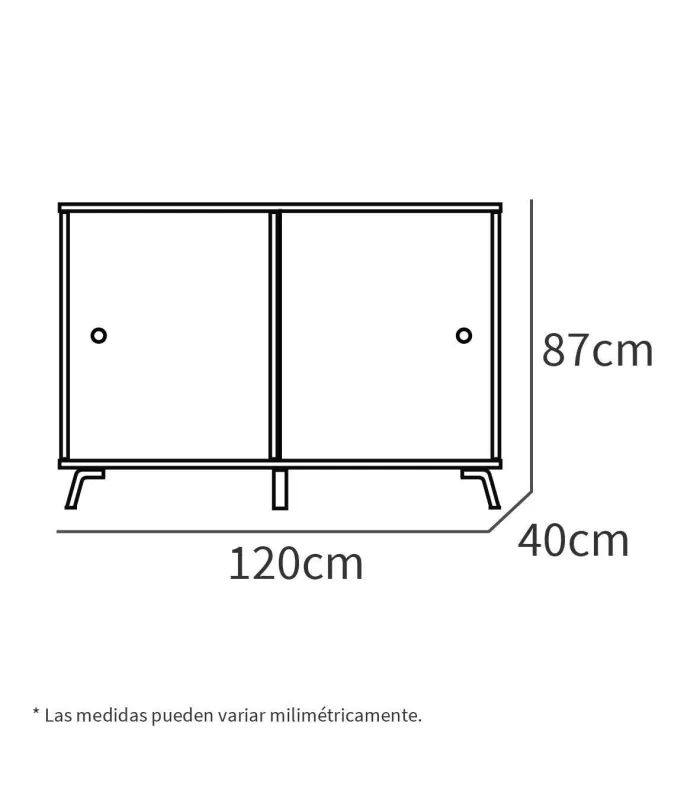 Aparador Kamet roble aurora, 87x120x40 cm, elegante y funcional
