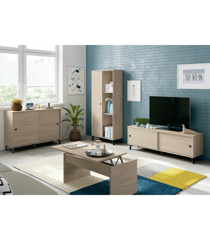 Aparador Kamet roble aurora, 87x120x40 cm, elegante y funcional