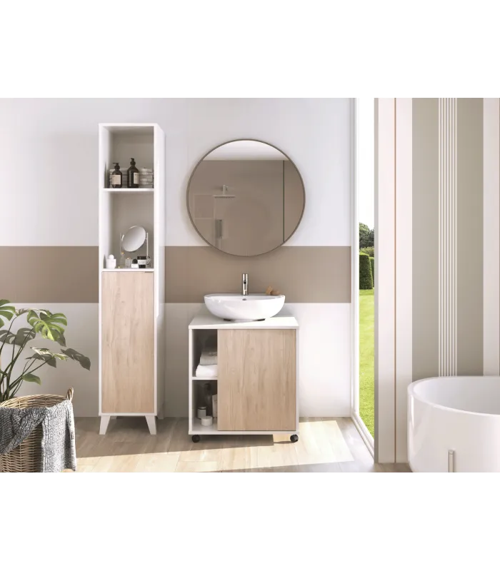 Mueble baño Sintra, acabado roble aurora, 64x59x45cm