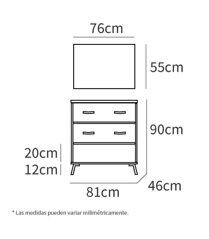 Hudson bathroom furniture 81 cm with sink and mirror.