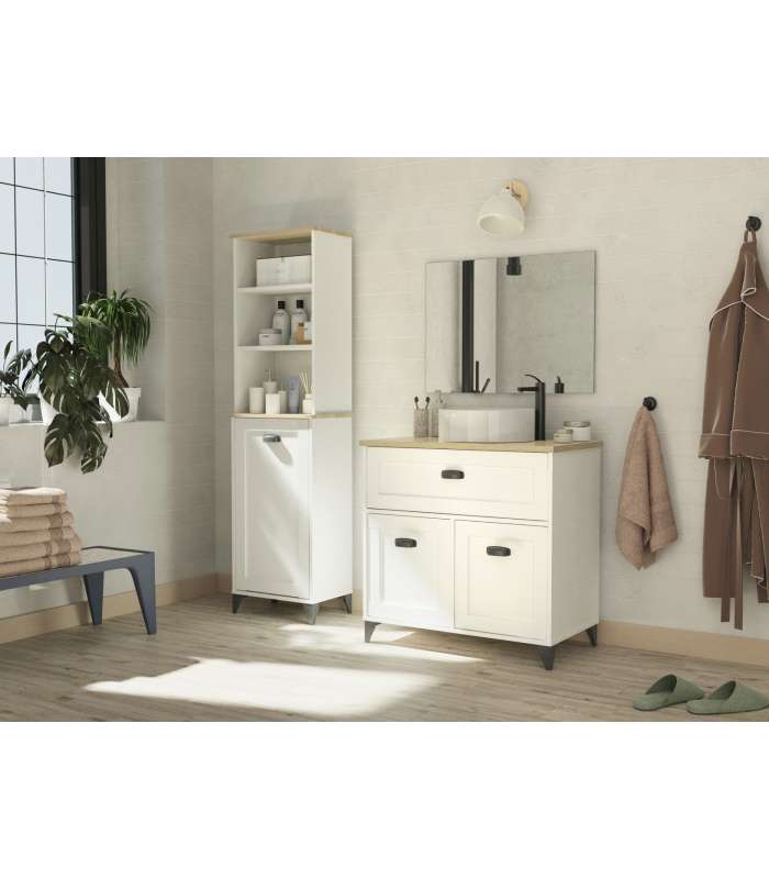 Meuble lavabo Toscana en finition blanche 95 cm(hauteur)85