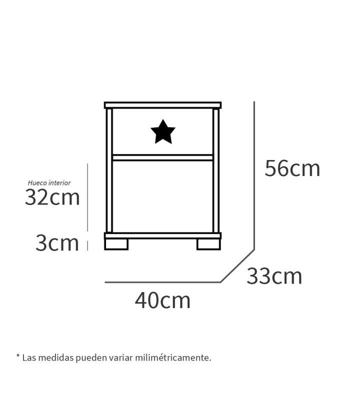 PTARCH Mesitas de noche Mesita Sweet en acabado blanco atlas