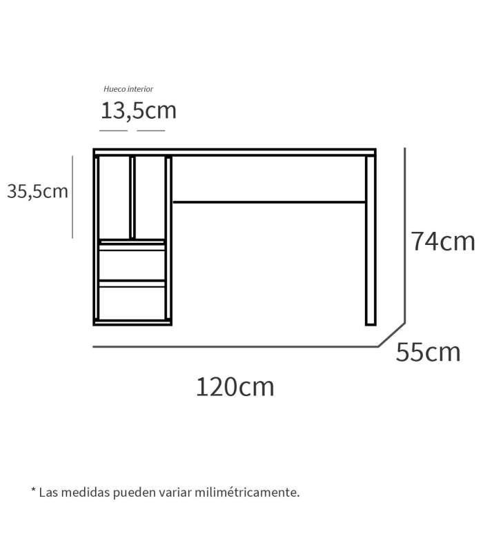 Mesa de escritorio Nolita 74cm (Alto) X 120cm (Ancho) X 55cm