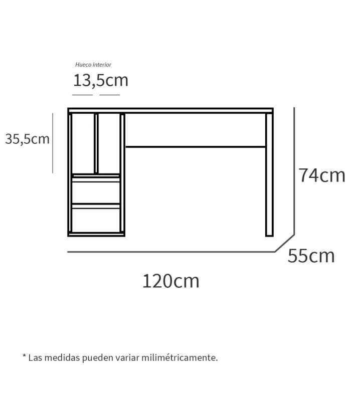 Mesa escritorio Nolita blanco, 74x120x55 cm