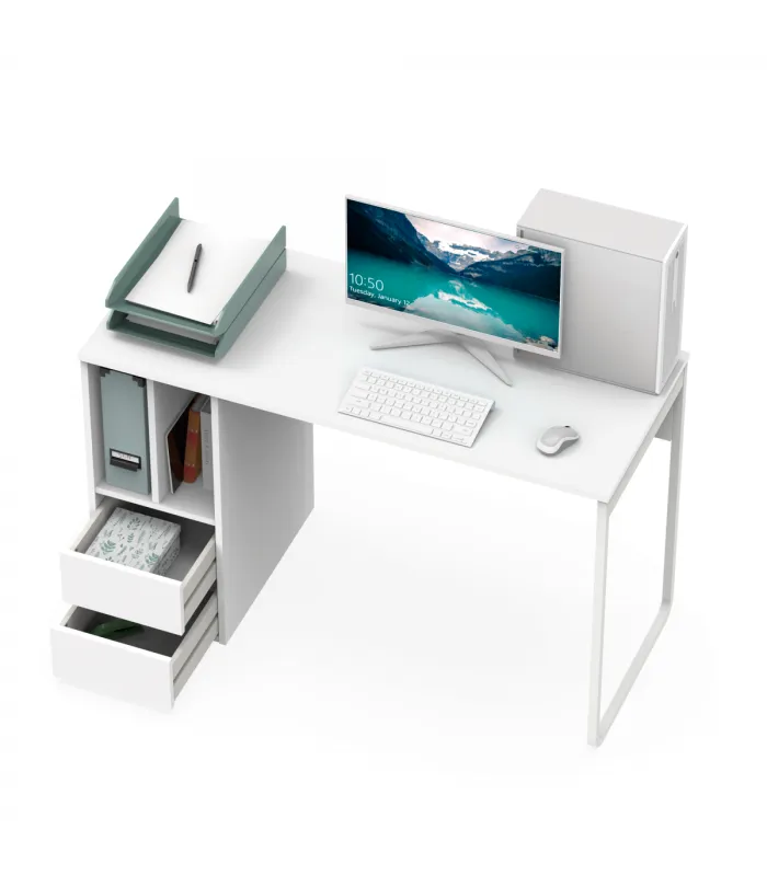 Mesa escritorio Nolita blanco, 74x120x55 cm