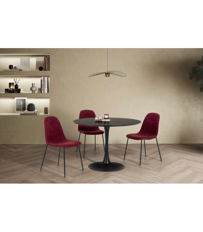 Table ronde Oda finition noire 75 cm(hauteur) 110 cm(largeur)