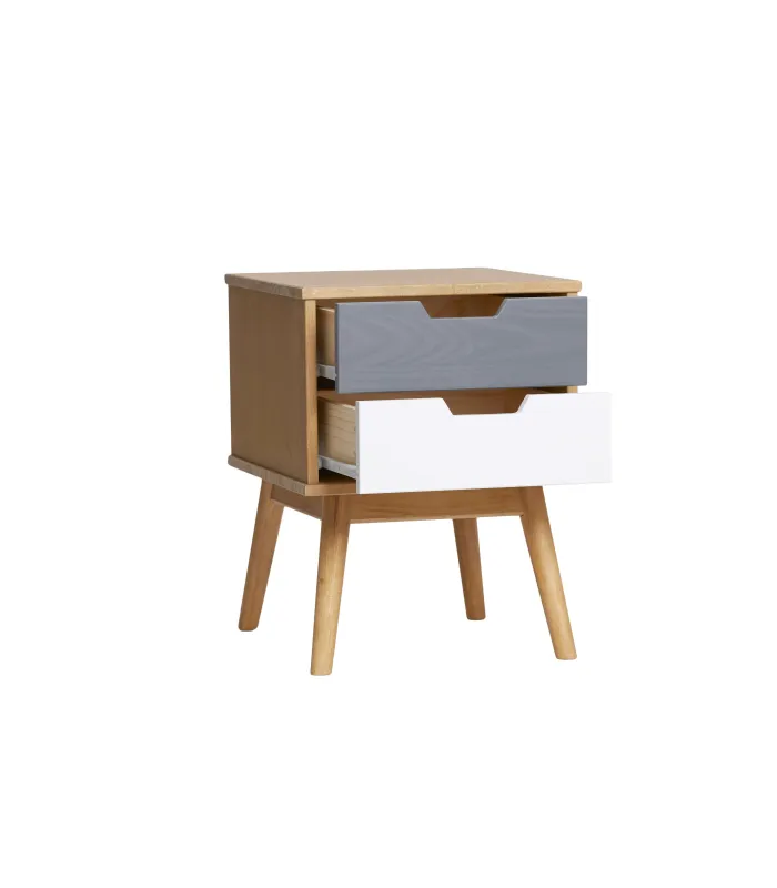 Mesita 2 cajones modelo Cupido en acabado cera