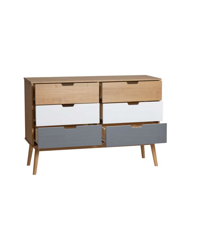 Commode modèle Cusco 6 tiroirs finition cire, 100 x 40 x 82 (L