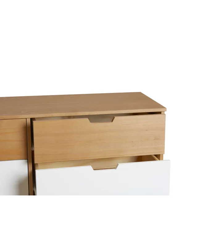 Commode modèle Cusco 6 tiroirs finition cire, 100 x 40 x 82 (L