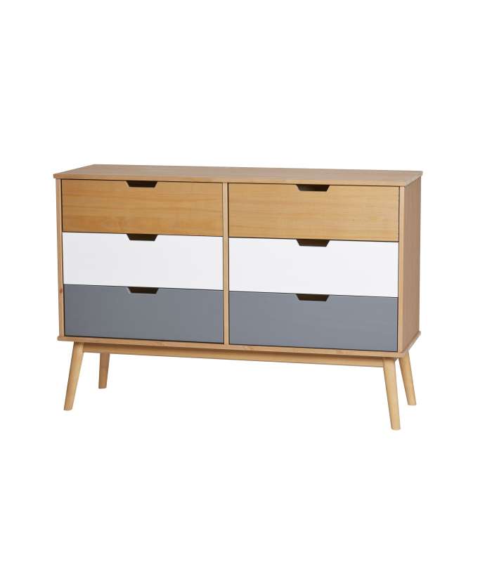 Commode modèle Cusco 6 tiroirs finition cire, 100 x 40 x 82 (L