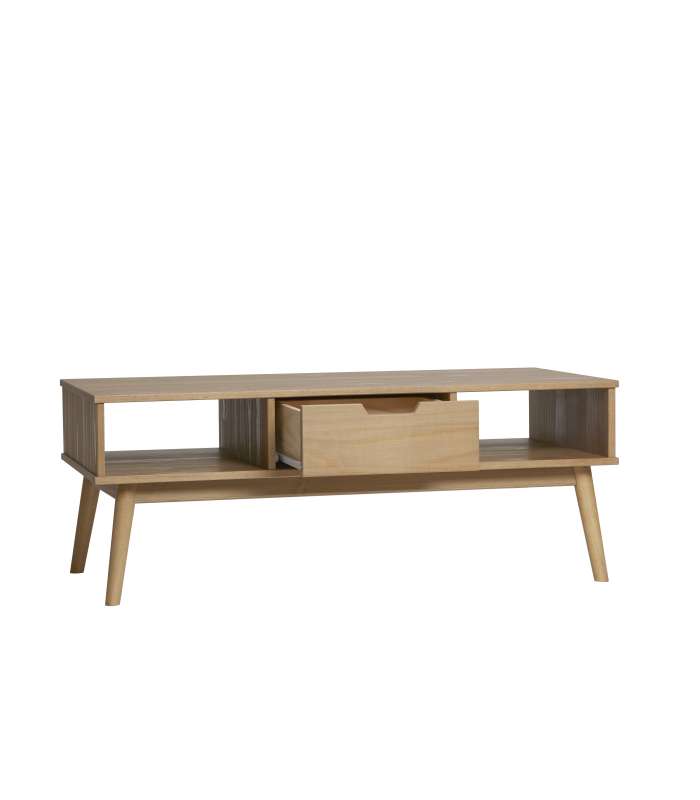 Table basse avec 1 tiroir finition naturelle Cusco, 110 cm (L)