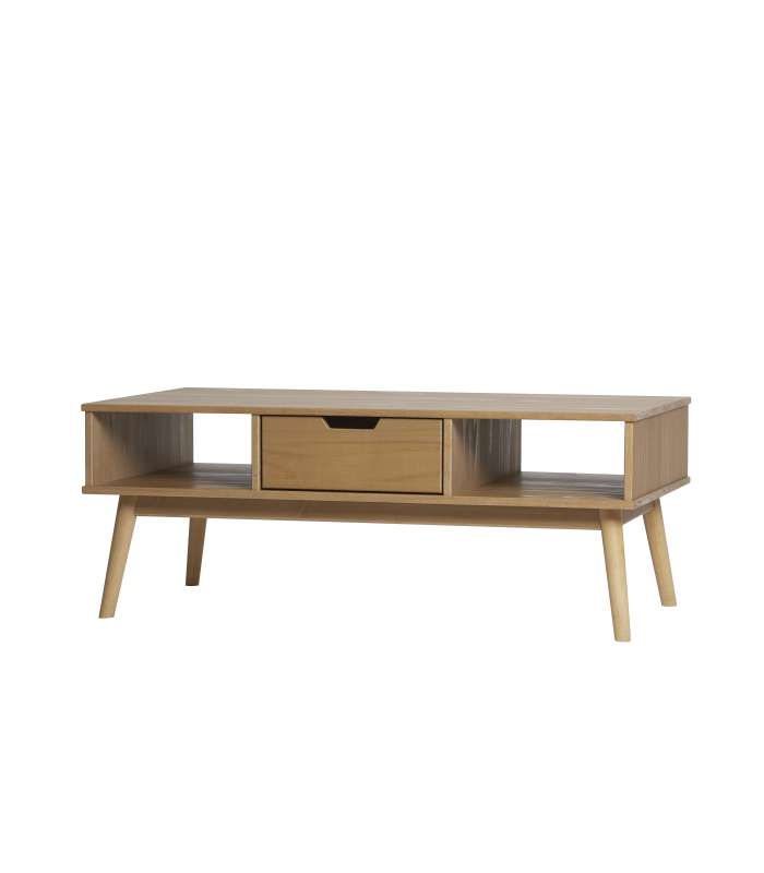 Table basse avec 1 tiroir finition naturelle Cusco, 110 cm (L)