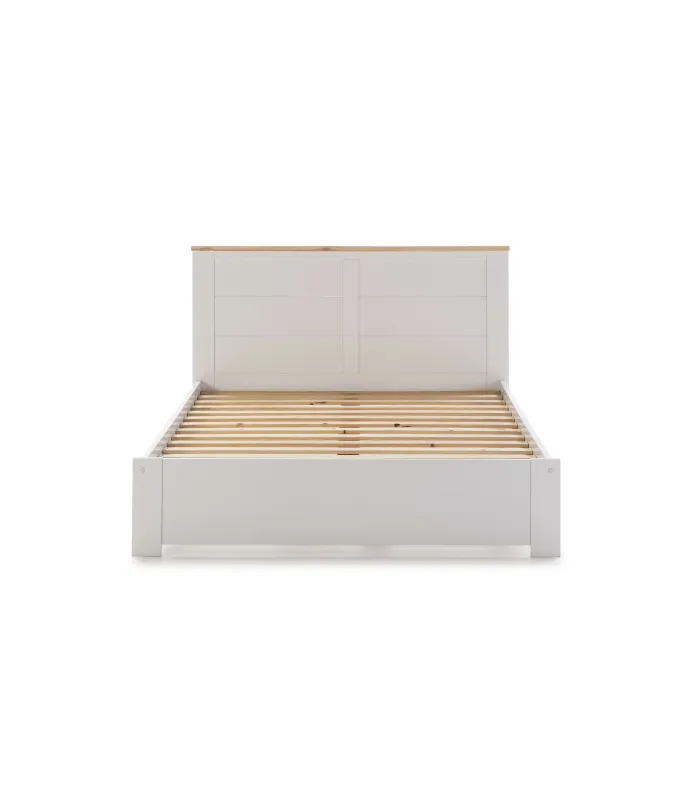 Cama matrimonio Anika, blanca y moderna, incluye somier