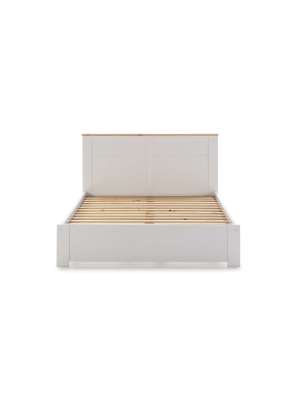 Cama matrimonio Anika, blanca y moderna, incluye somier