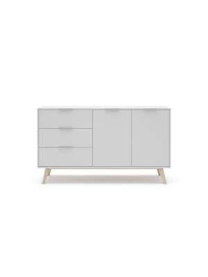 Aparador nórdico 2 puertas 3 cajones blanco 140x40x80