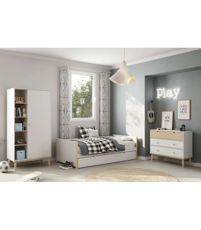 CAMA NIDO 0.90 KIARA 90X190 BLANCO/NATURAL C/SOMIE