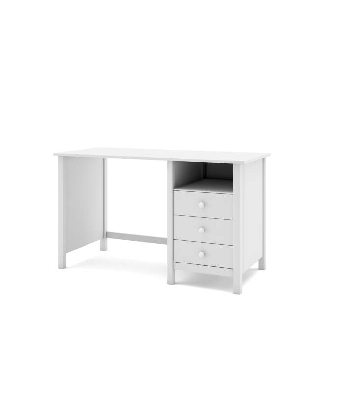 Mesa de estudio 3 cajones Max acabado blanco, 74cm(alto)