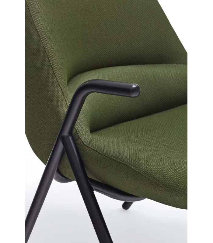 Butaca modelo Dins en tela verde oscuro, medidas 77x83x90