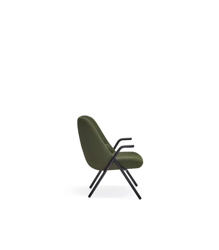 Butaca modelo Dins en tela verde oscuro, medidas 77x83x90