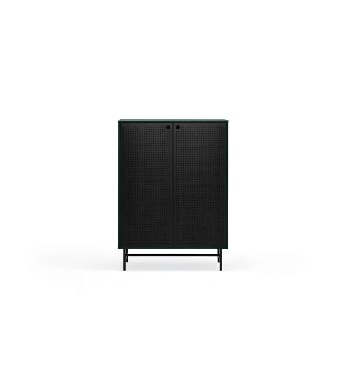 Mueble auxiliar Punto: 2 puertas, 4 cajones, verde/negro