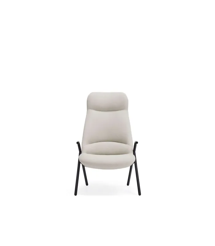 Butaca Dins-Alta tapizada color crema, 81x114x83 cm