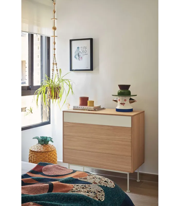 TEULAT Comodas Cómoda para dormitorio modelo Yoko 4 cajones