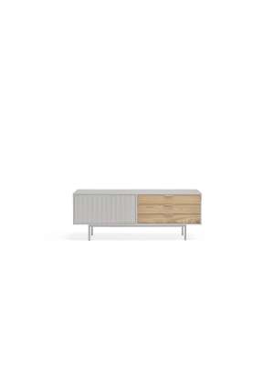 Mueble TV Sierra, gris claro y roble, 140cm