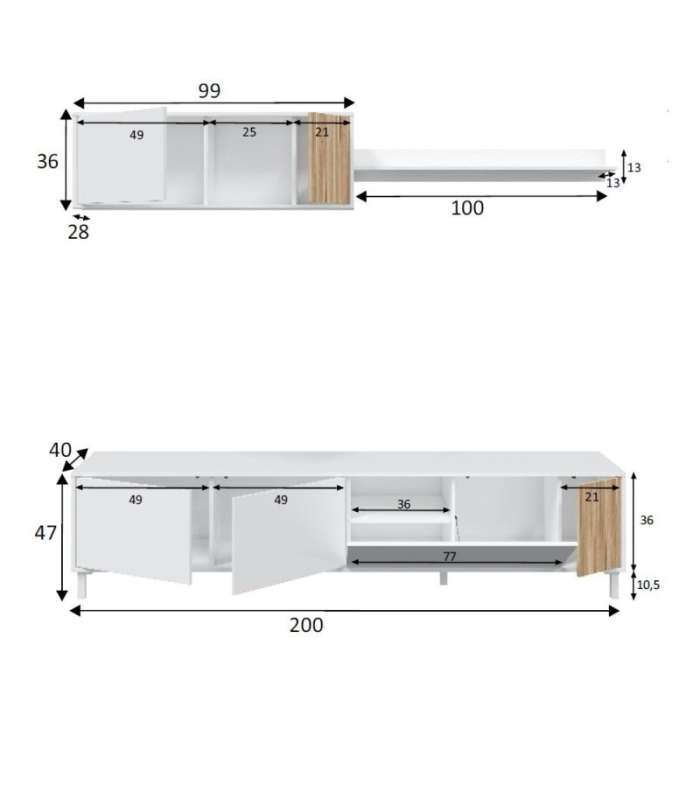 copy of Mueble TV modelo Nabur en roble Canadian y blanco