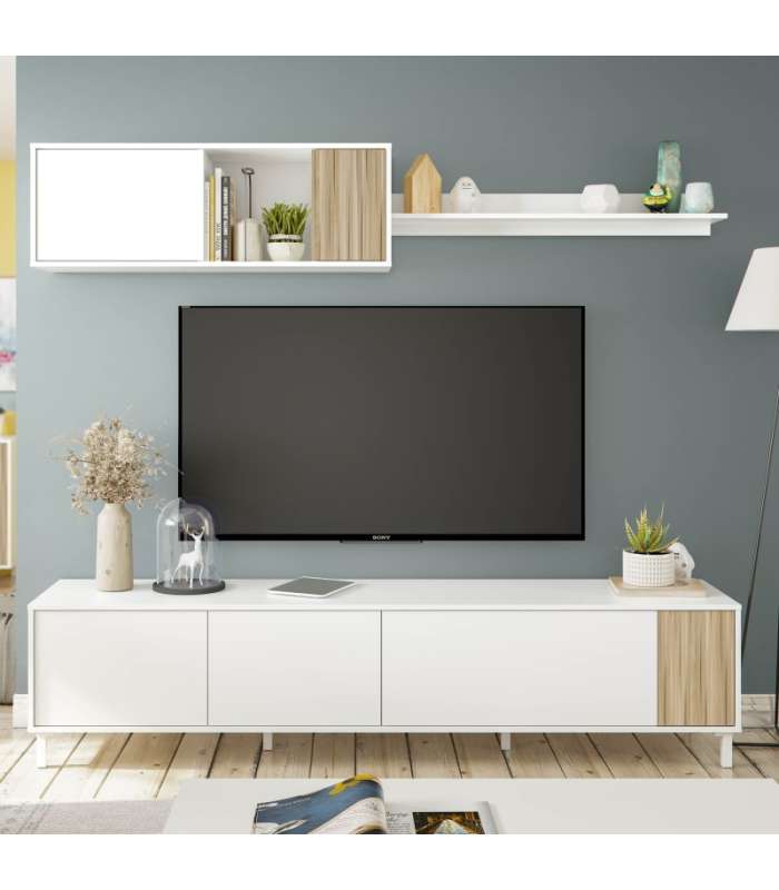 copy of Mueble TV modelo Nabur en roble Canadian y blanco