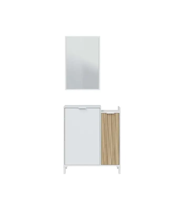 Mueble Recibidor Tempo en blanco artik y roble natural