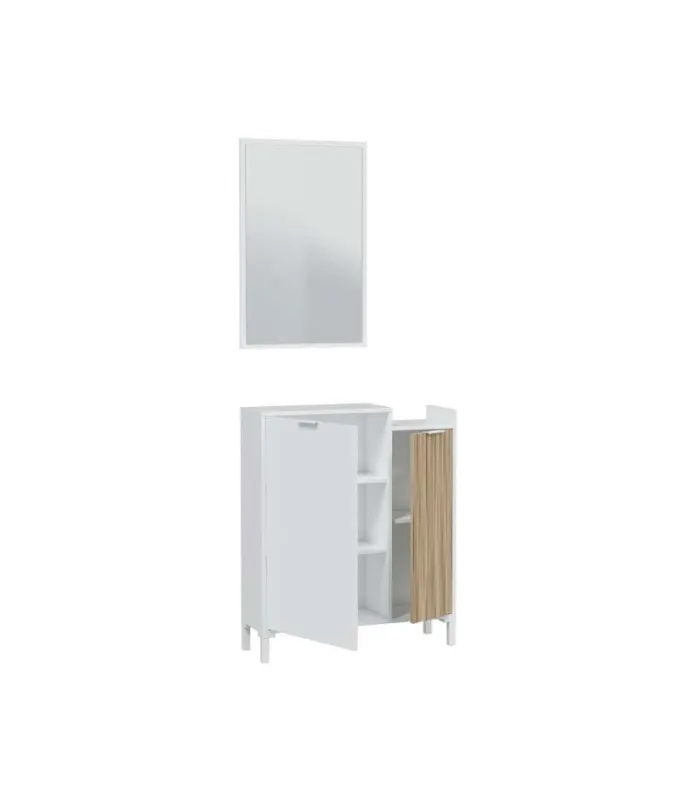 Mueble Recibidor Tempo en blanco artik y roble natural
