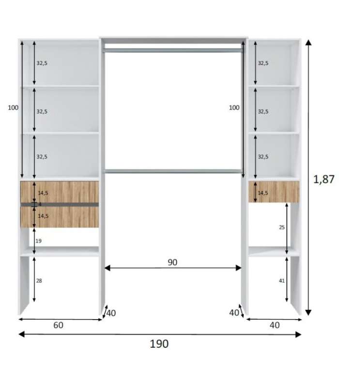 copy of Elfos walk-in closet with shelves and a drawer and 2