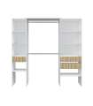 copy of Elfos walk-in closet with shelves and a drawer and 2 hanging rods white oak 187 cm high x 158 cm wide x 40cm deep.