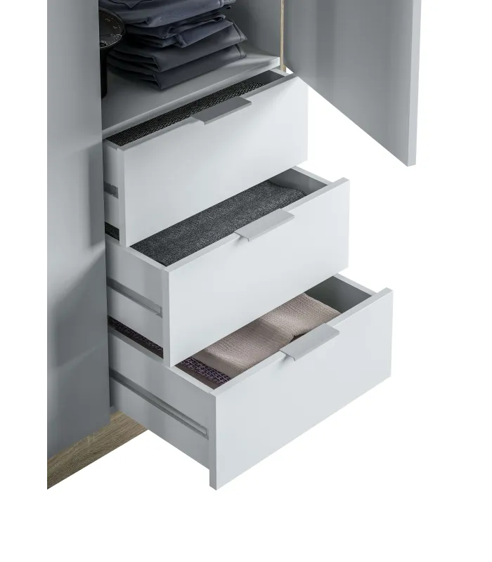 Armário Vanesa 3 portas em branco e carvalho canadense