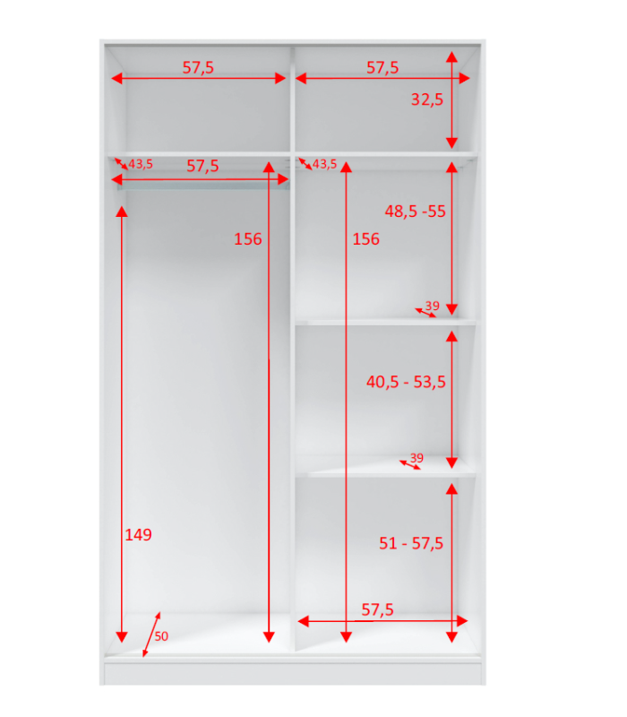 copy of Armoire Alba portes coulissantes finition blanche 200