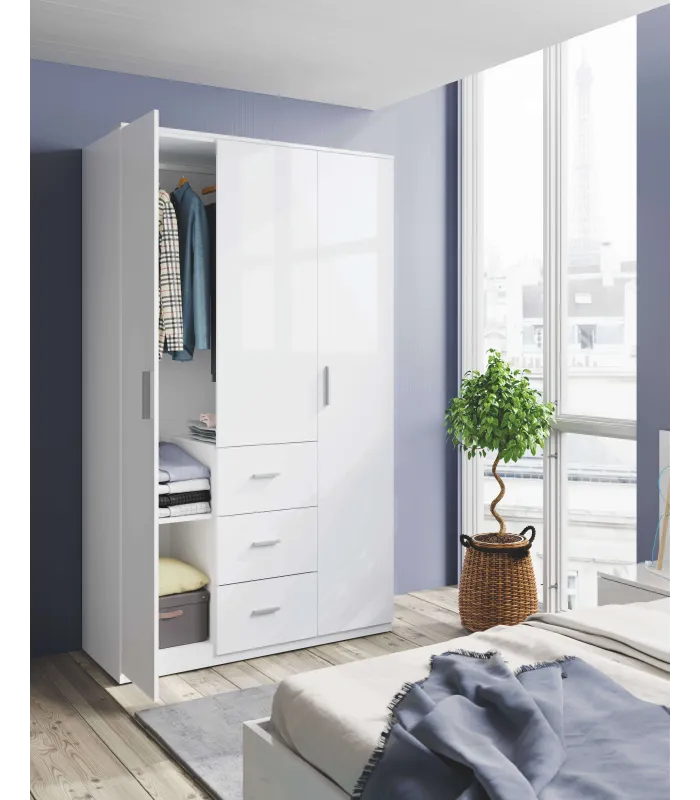 Armario Moleo blanco 3 puertas y 3 cajones