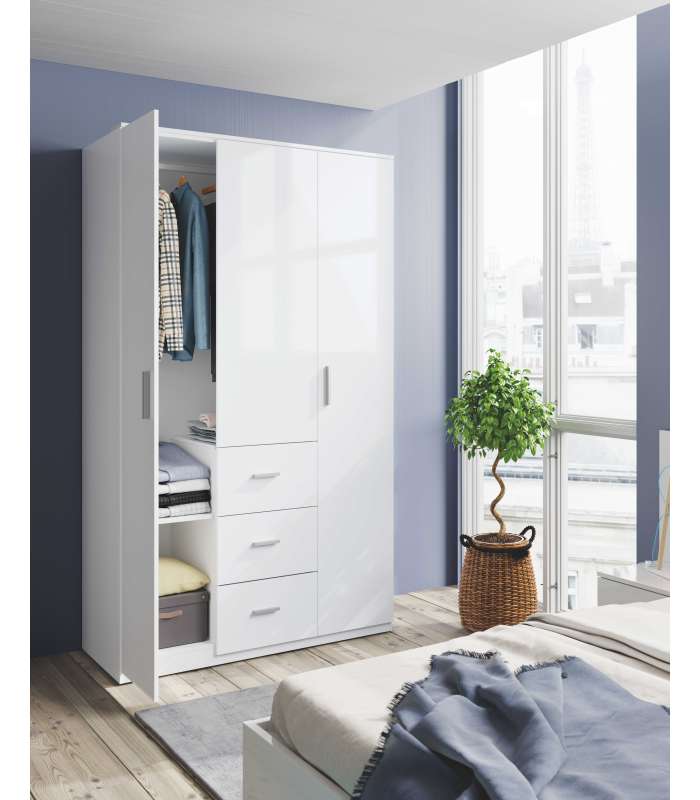 copy of Armoire Milan en finition blanche avec 2 portes et 3