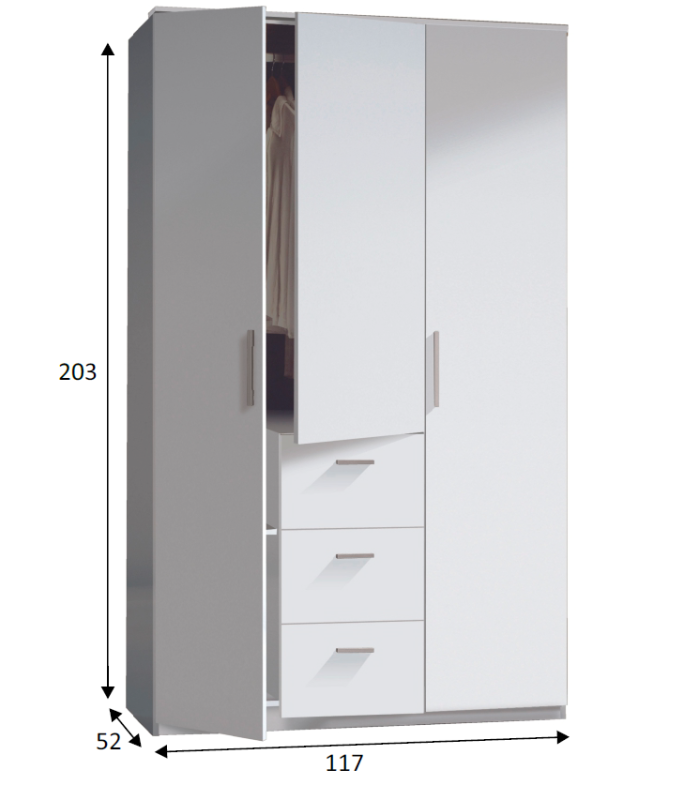 copy of Armoire Milan en finition blanche avec 2 portes et 3