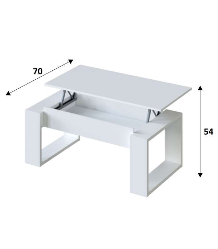 Mesa de centro elevable blanco Artik, 105cm (Ancho) x 55 cm